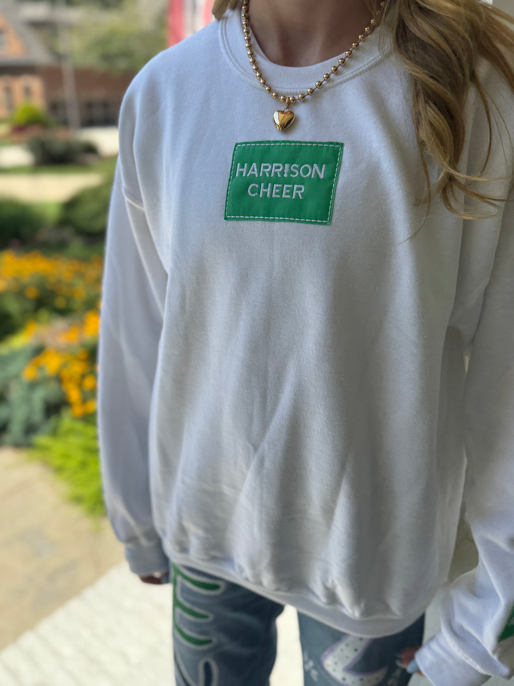 Harrison Hoyas Flag Cheer Patch Crewneck Sweatshirt