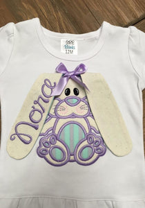 Floppy Eared Monogrammed Bunny Girl Shirt~Lavender