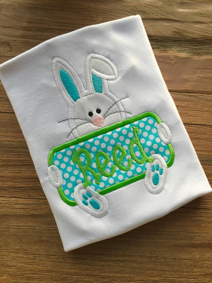 Easter Bunny Polka Dot Name Appliqued Boy Shirt