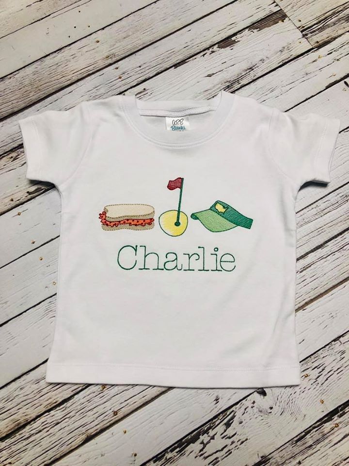 Masters Themed Golf Trio Pimento Sandwich Visor Embroidered Boy Shirt