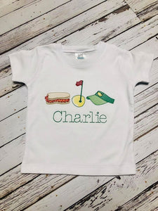 Masters Themed Golf Trio Pimento Sandwich Visor Embroidered Boy Shirt