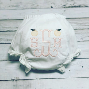 Vintage Peach Baby Girl Monogrammed Bloomers