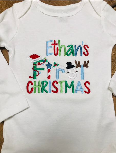 THUN onesie with feet and Christmas embroidery