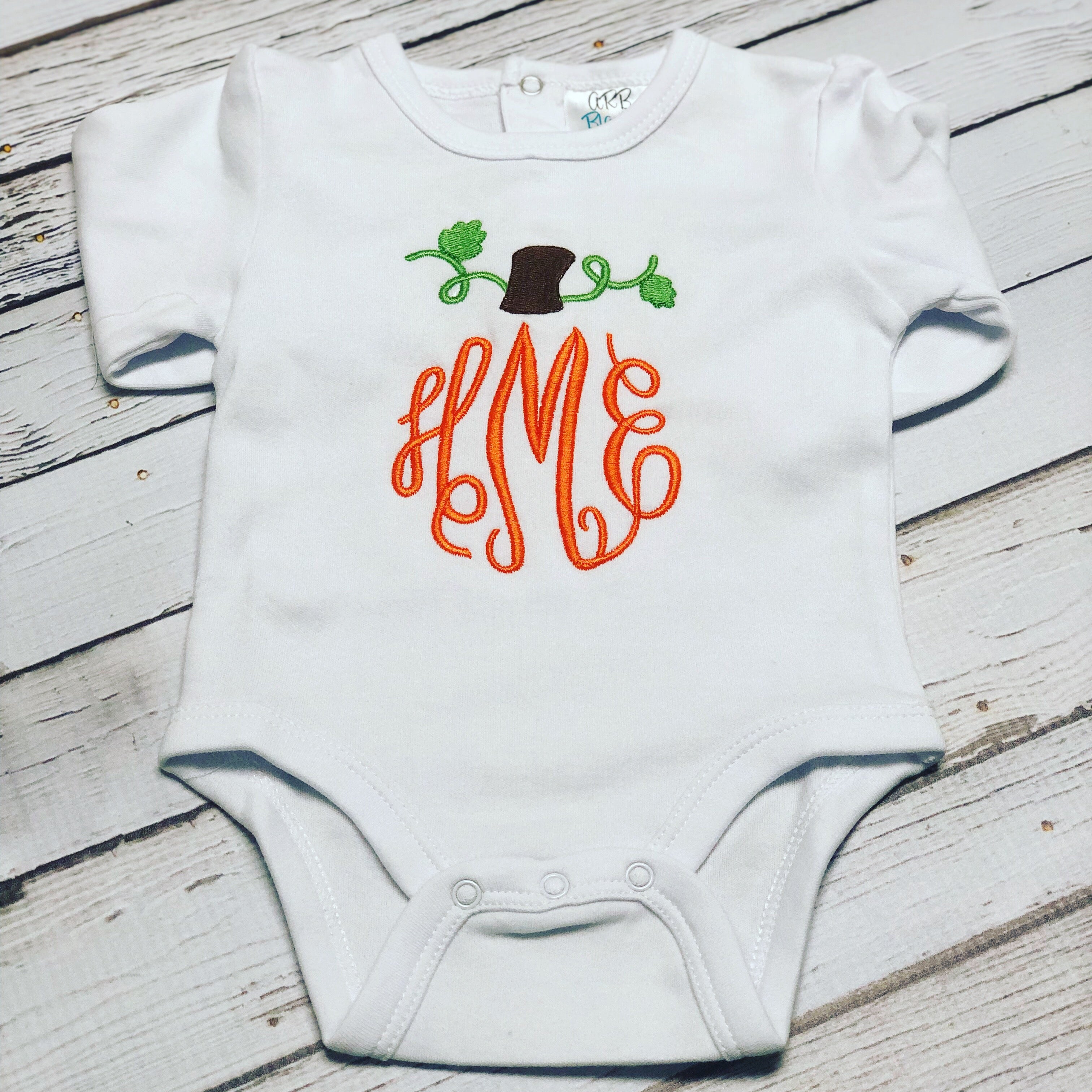 Monogrammed Pumpkin Baby Girl Bodysuit