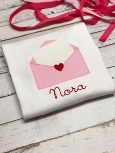 Valentine Envelope Embroidered Monogrammed Girl Ruffle Shirt