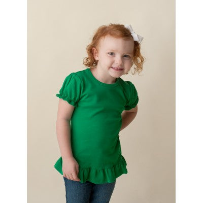 Little Girl Too cute to Pinch Shamrock Ruffle Shirt