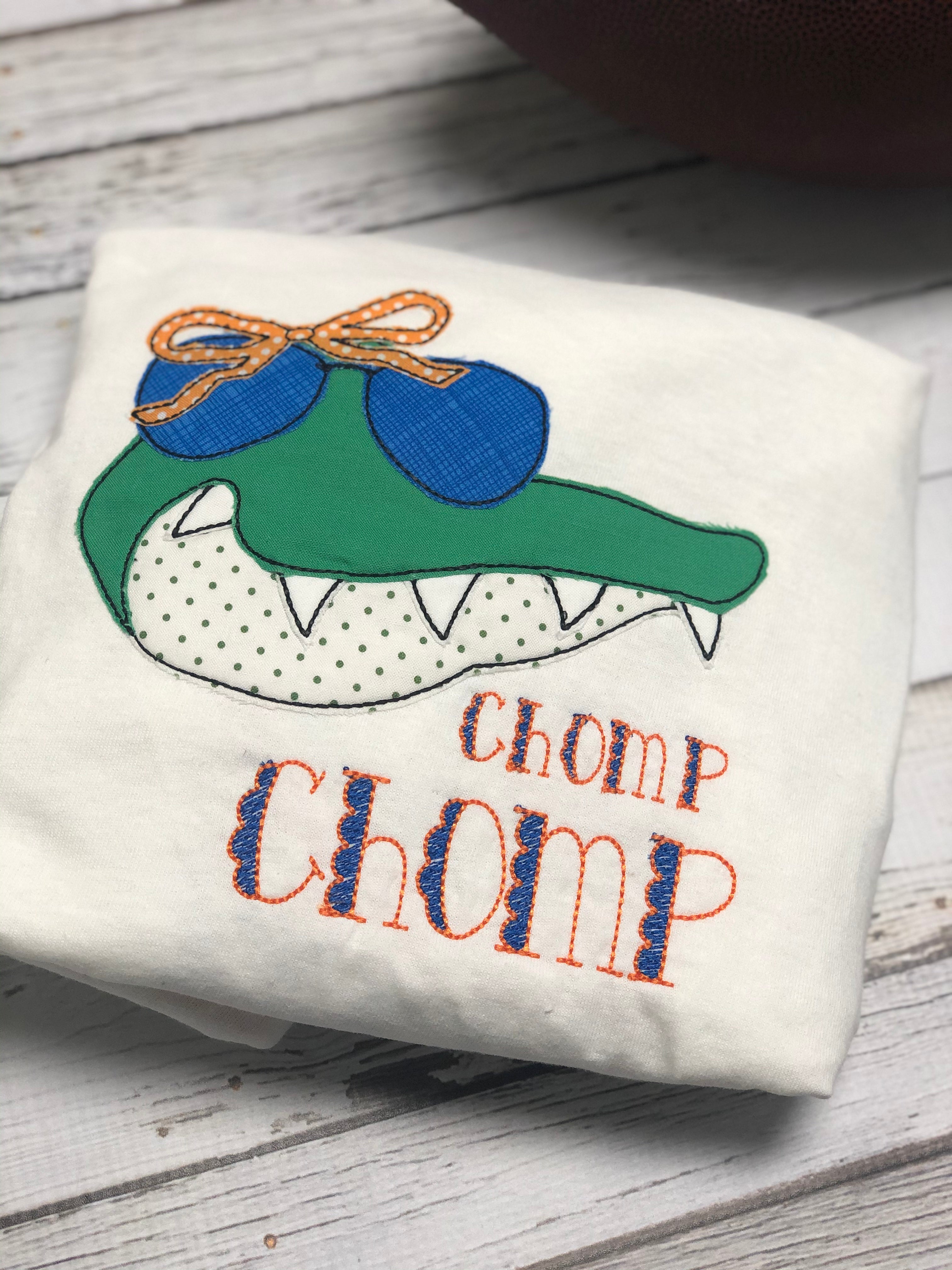 Chomp Chomp Gator Appliqued Girl Ruffle Shirt