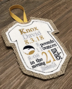 Custom Personalized Birth Announcement Keepsake Baby Ornament Georgia Southern Themed