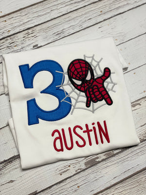 Spiderman Appliqued Birthday Boy Shirt
