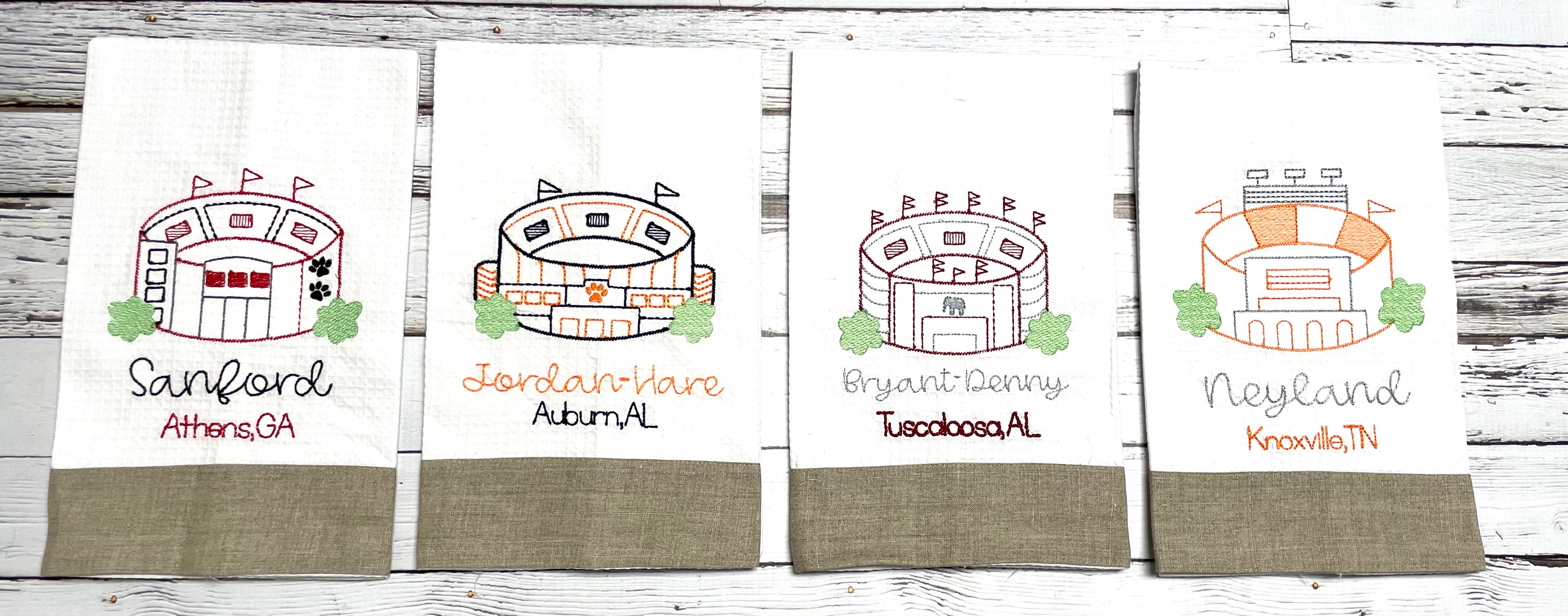 College Football Stadium Embroidered Kitchen Towel