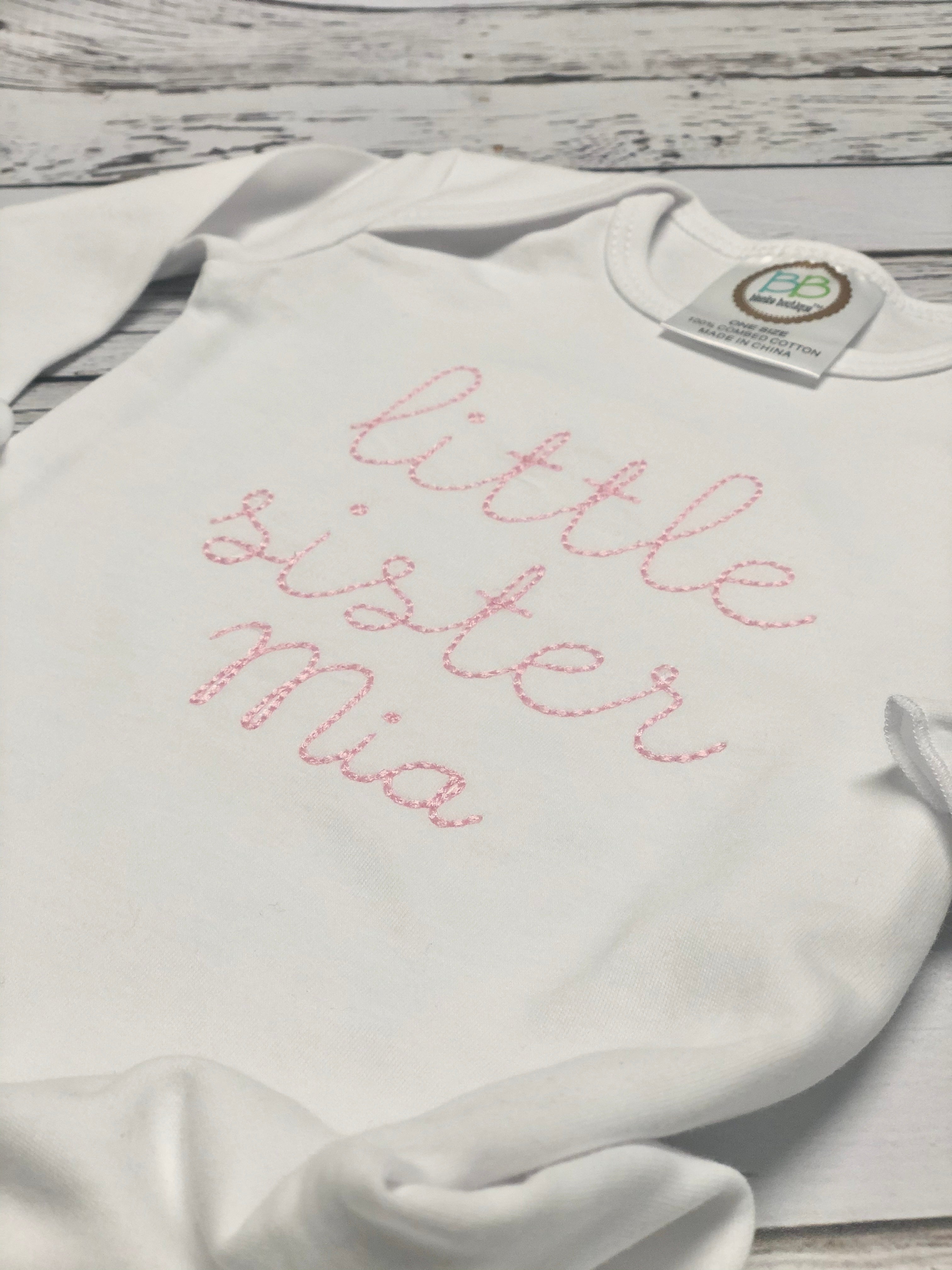 Little Sister Monogrammed Baby Girl Ruffle Gown