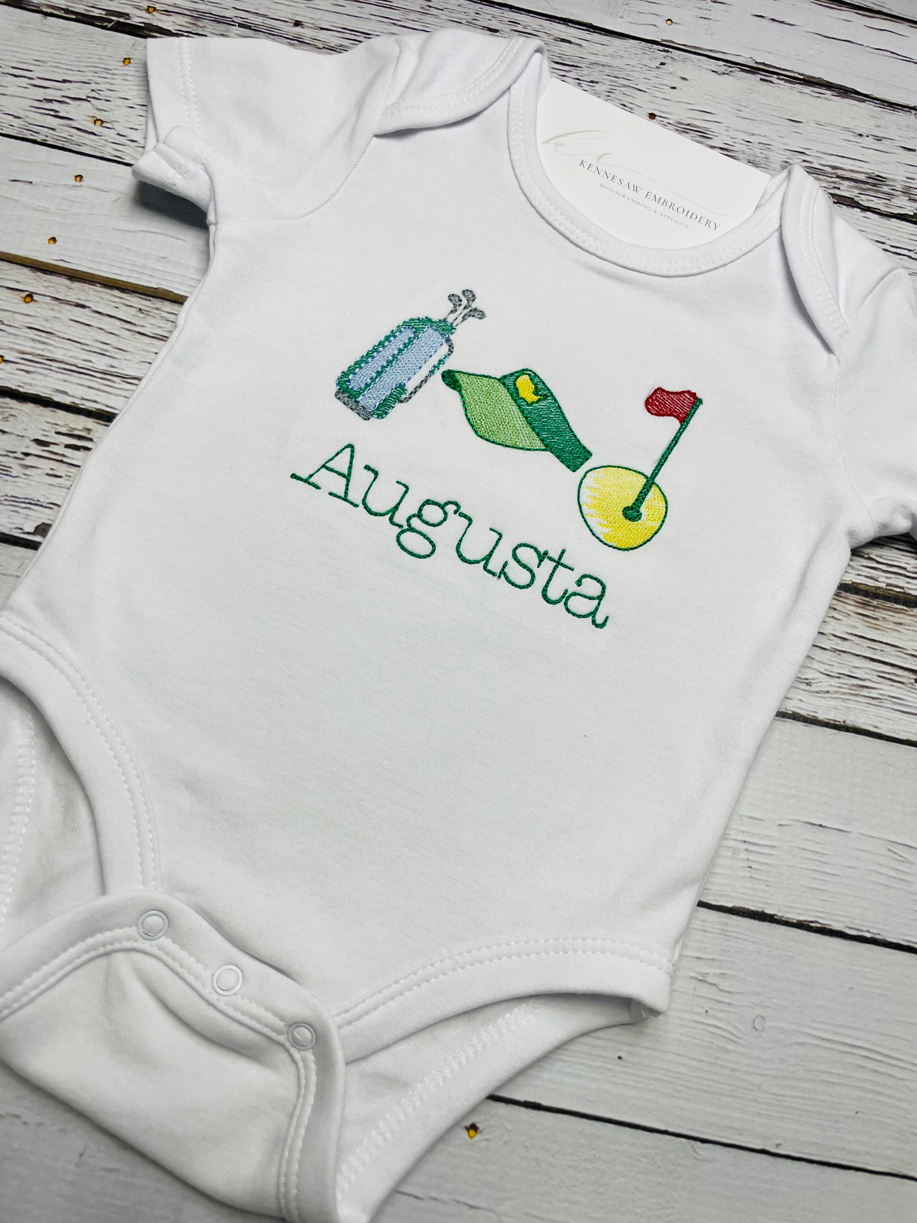 Masters Themed Golf Trio Embroidered Bodysuit
