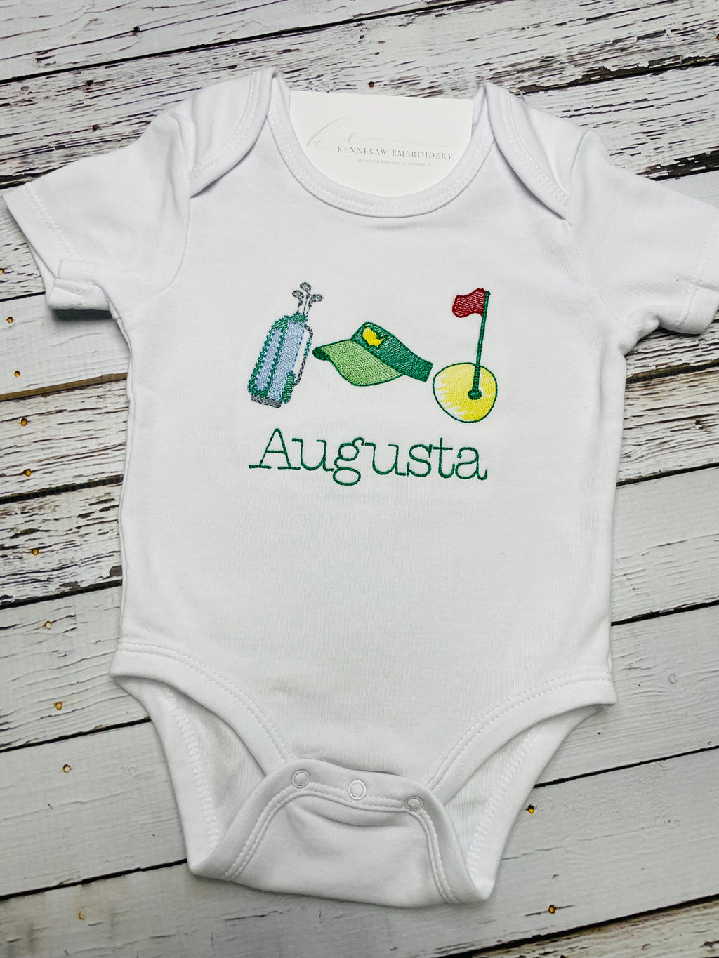 Masters Themed Golf Trio Embroidered Bodysuit