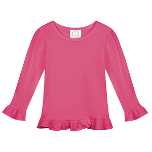 Hot Pink Monogrammed Pumpkin Applique Girl Ruffle Shirt