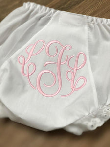 Pink Monogrammed Baby Girl Bloomers
