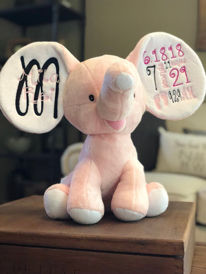 Pink Birth Announcement Elephant Newborn Gift