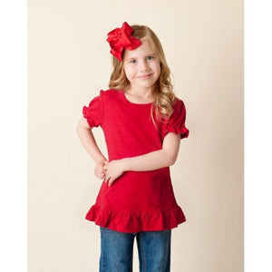 Red Go Dawgs  Appliqued Monogrammed Girl Ruffle Shirt