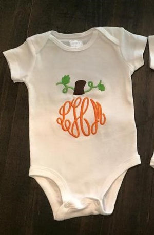 Monogrammed Pumpkin Baby Girl Bodysuit