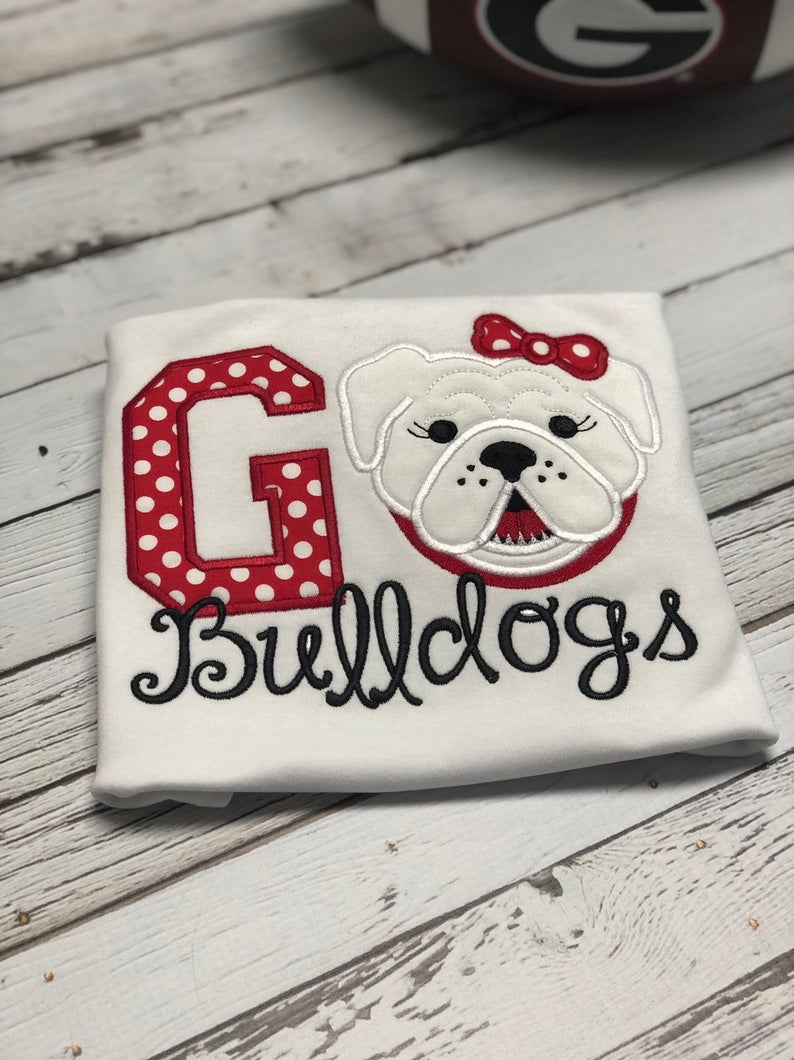 Go Bulldogs Appliqued Girl Ruffle Shirt