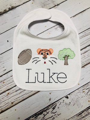 Auburn Themed Trio Monogrammed Baby Boy Bib