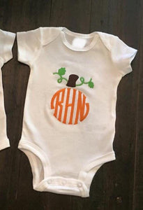 Monogrammed Pumpkin Baby Boy Bodysuit