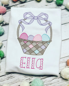 Gingham Easter Basket Monogrammed Girl Shirt