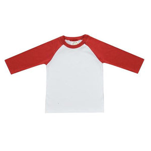 Christmas Construction Themed Embroidered Boy Red Raglan Shirt