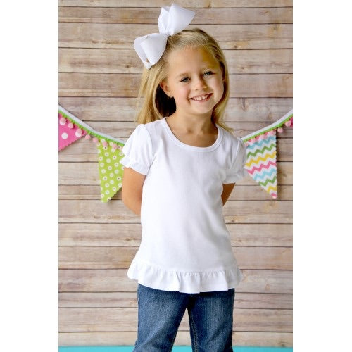 Turkey with bow banner personalized Girl Ruffle Shirt