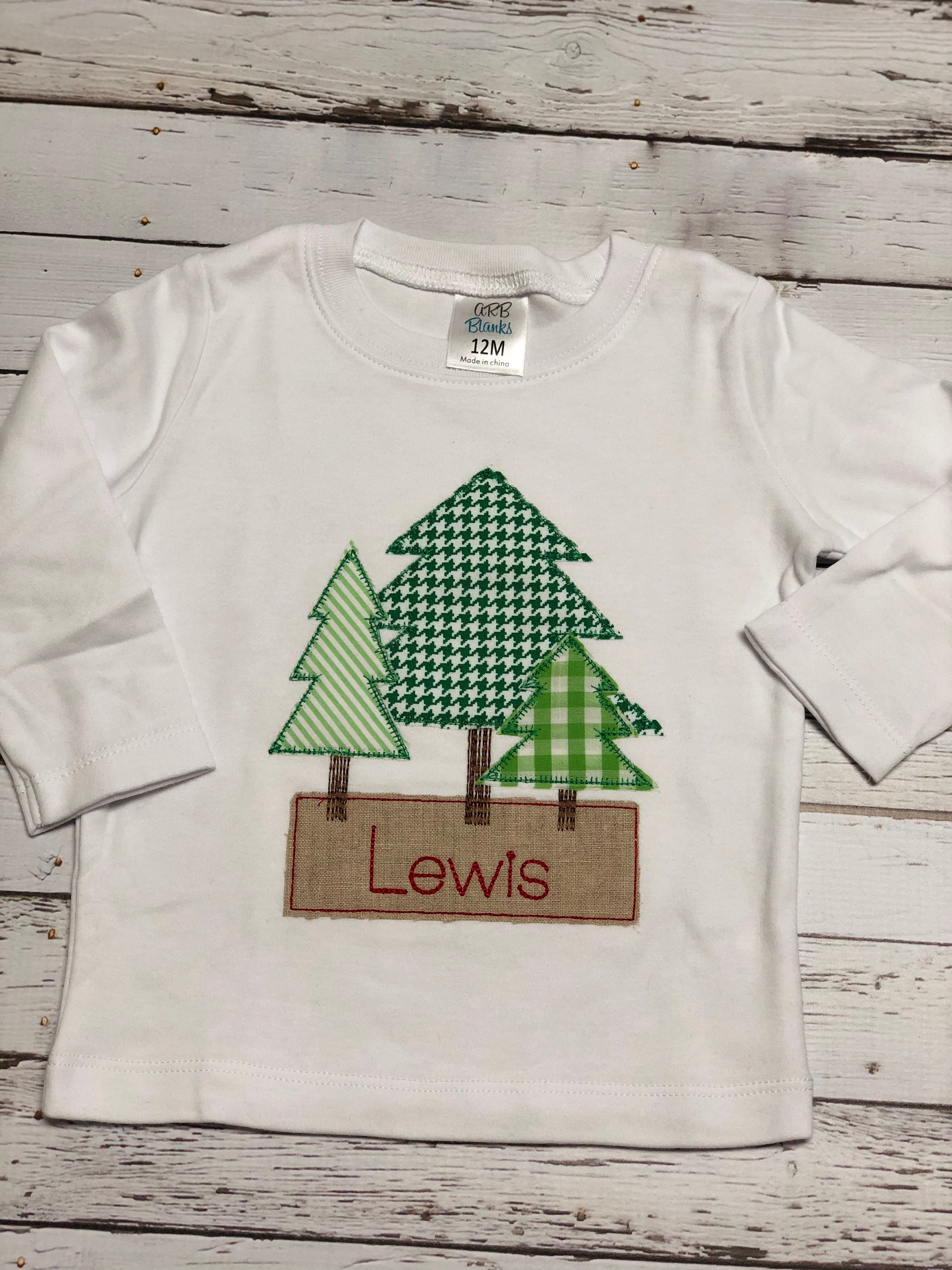 Christmas Tree Trio Appliqued Boy shirt