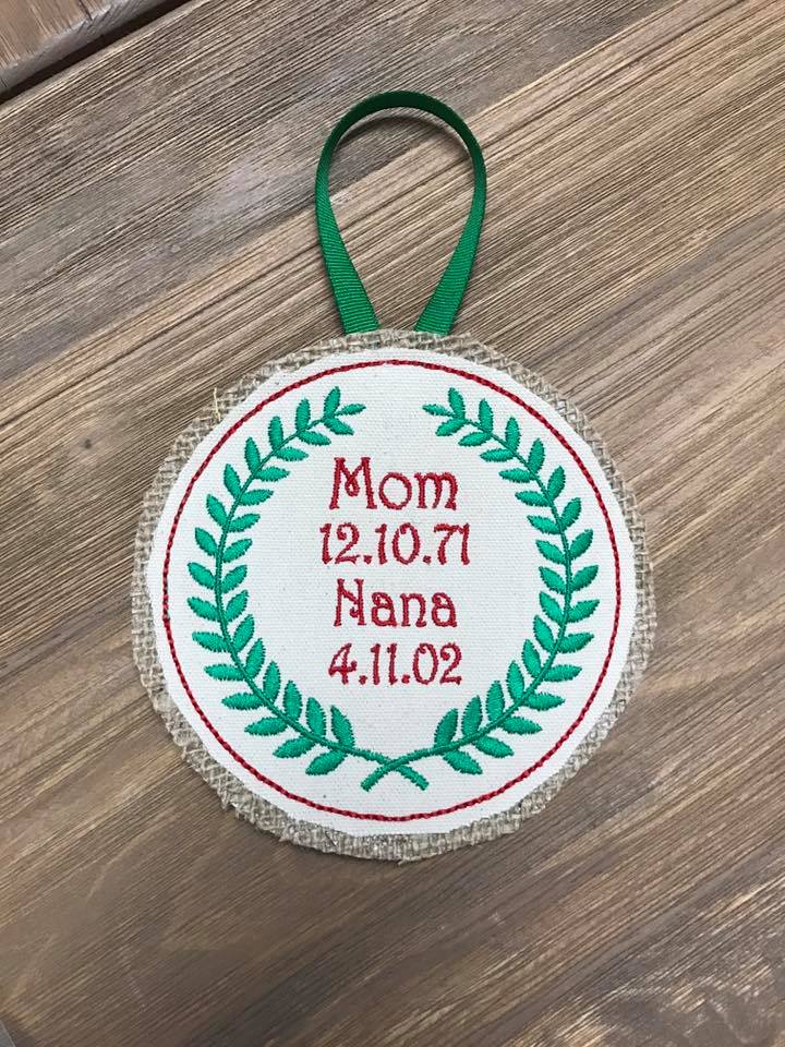Custom Canvas Burlap Mom Nana Keepsake Ornament